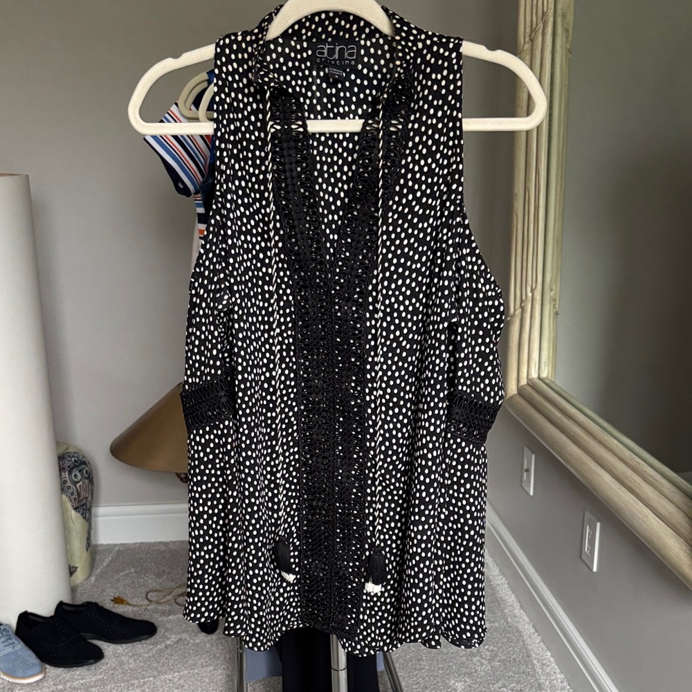 Atina Black and White Polka Dot Blouse